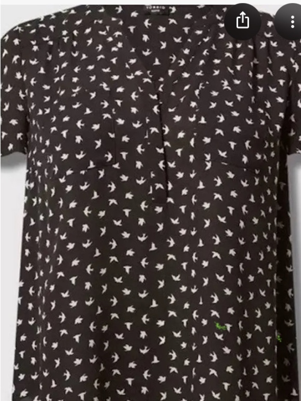 torrid Black Blouse with White bird Print
